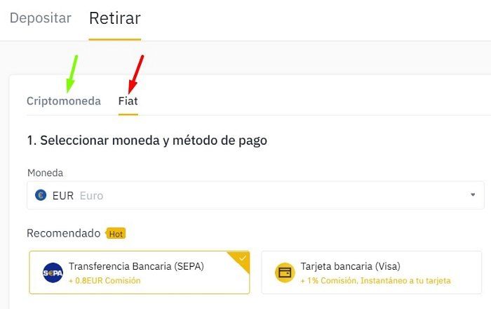 como retirar dinero en binance