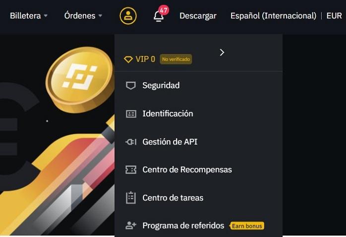 cuenta de usuario en Binance