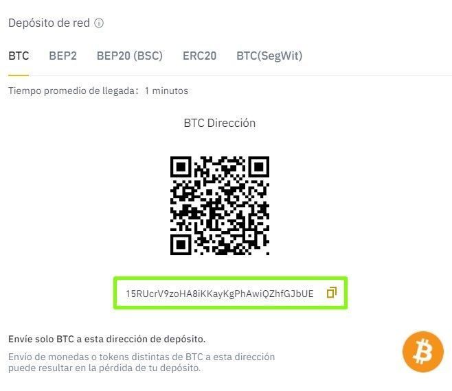 como enviar bitcoins a binance